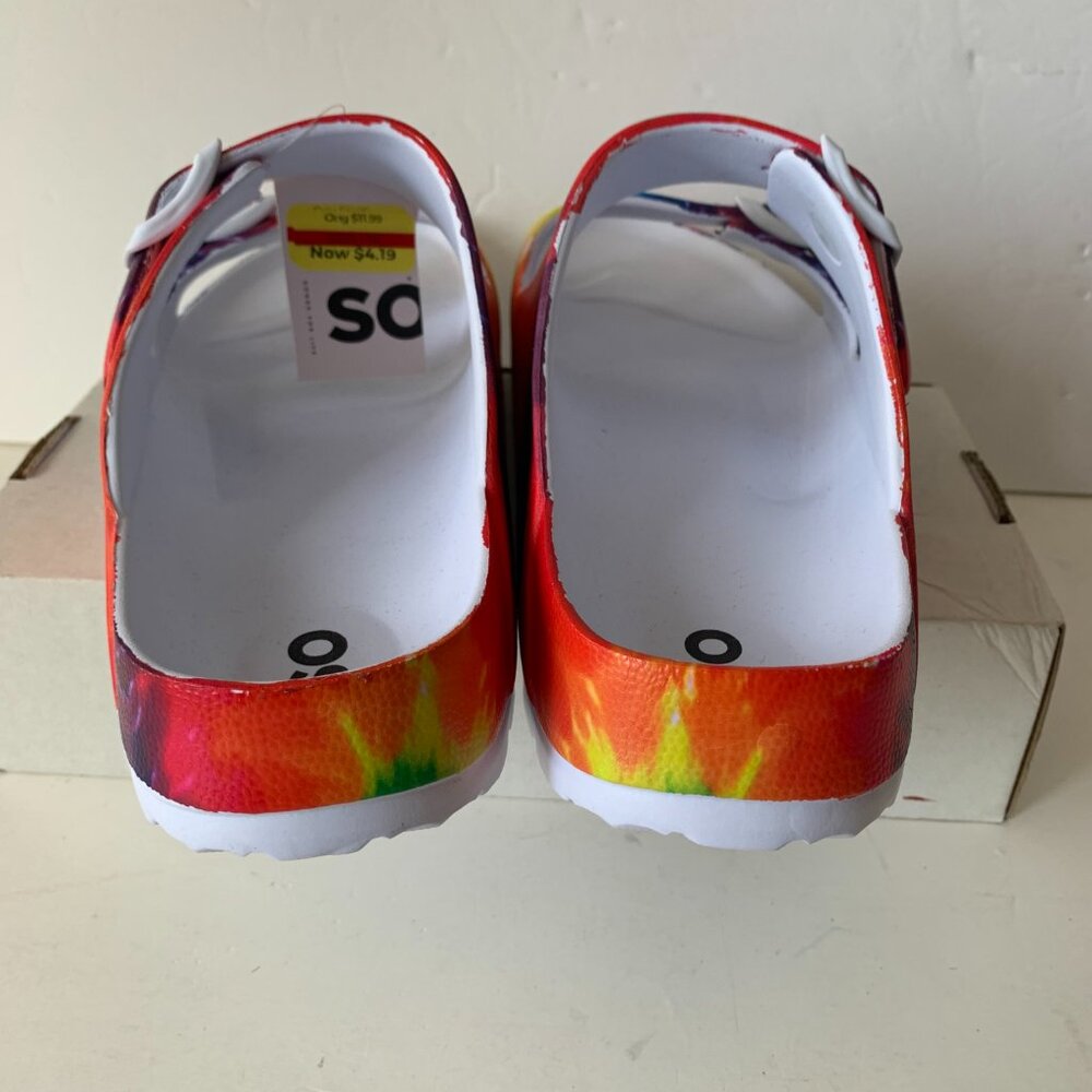 SO TIE DYE PASSION FRUIT SLIDE SANDALS SIZE 10 - Picture 6 of 10
